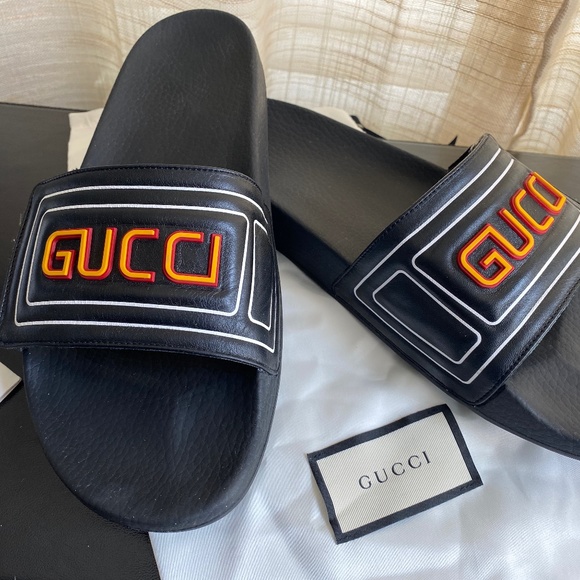 Gucci Other - Gucci ‘Diroo’ black rubber slides mules s12 Men’s slip-on flats sandals slippers